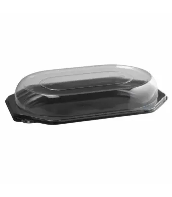 Platou oval negru cu capac, 43x3.8x28cm, engros, /bax