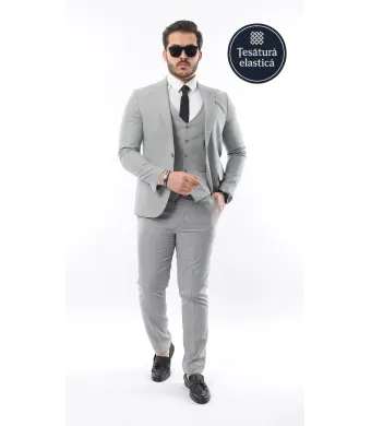 Costum de bărbat cu vestă SLIMFIT Talia 1 cu lycra Engross (48, 50, 52, 54, 56)