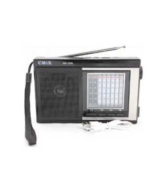 Radio portabil CmikMK-1069, FM/USB/MicroSD, lanterna LED, gri/negru, cu acumulator reincarcabil