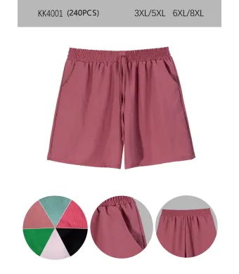 Pantaloni simplu,unii, scurti batal, de damă din lycra, imprimeuri diverse, mărimi mari - Engross