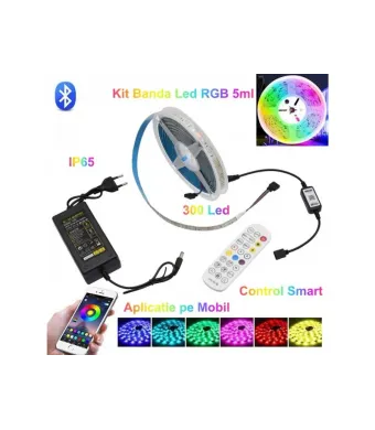 Kit banda led RGB 5050 cu bluetooth si telecomanda 5M ENGROSS