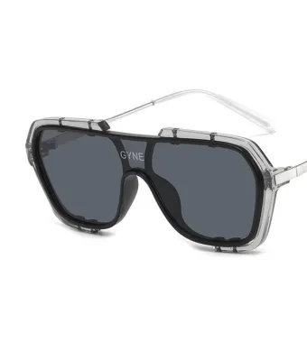 Ochelari de Soare Oversize, Gyne, Barbati, Protectie UV400, Transparent-Negru Engros (NEGRU)