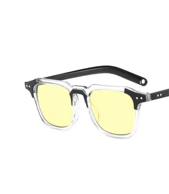Ochelari de Soare, Equinox Retro, Protectie UV400, Rama patrata, Galben-Transparent Engros (Galben)