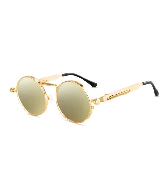 Ochelari de Soare, Retro Punk Police, Protectie UV400, Auriu Engros (Auriu)