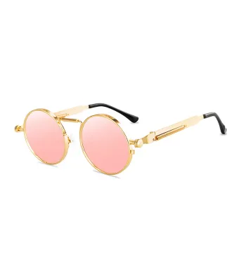 Ochelari de Soare, Retro Punk Police, Suruburi, Protectie UV400, Roz si Auriu Engros (auriu, roz)