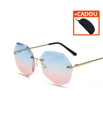 Ochelari de Soare cu Lentila Hexagonala, pentru Femei, Protectie UV400, Bleu/Roz Engros (ROZ)