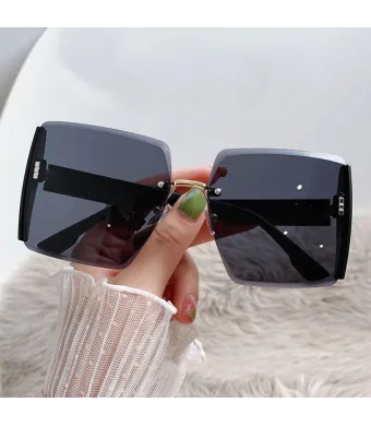 Ochelari de Soare, Design Fara Rama, Femei, UV400, Negru Engros (NEGRU)
