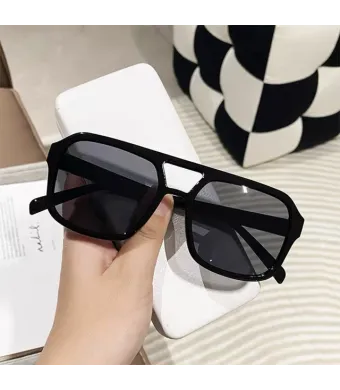Ochelari de soare, Hexagon Glam, Femei, Trendy, Protectie UV400, Negru Engros (NEGRU)
