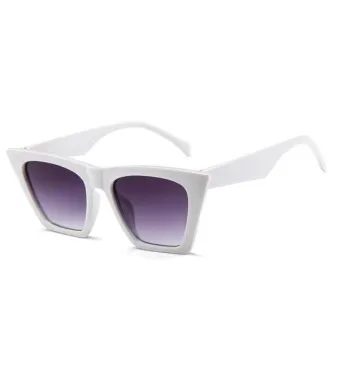 Ochelari de soare, Femei, Vintage Cat-eye, Lentile Mov, Protectie UV400, Alb Engros (Alb)