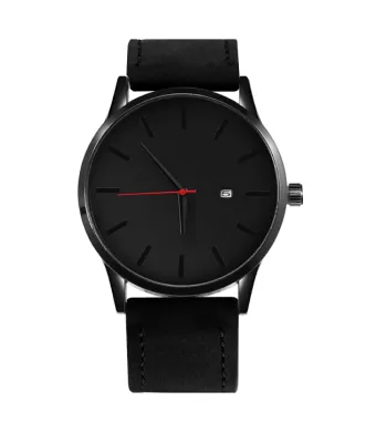 Ceas Barbatesc, Model Cronograf, Piele, Negru Engros (NEGRU)