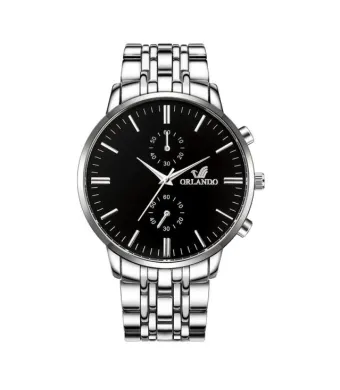 Ceas Barbatesc, Model Orlando, Stainless-Steel, Argintiu/Negru Engros (argintiu, negru)