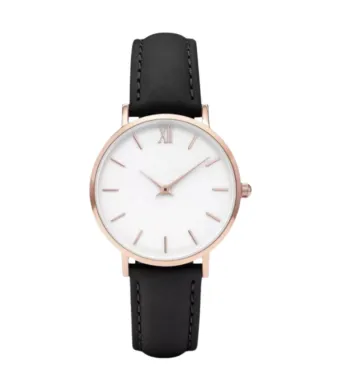 Ceas de Dama, Glamour, Leather effect, Negru/Auriu Engros (auriu, negru)