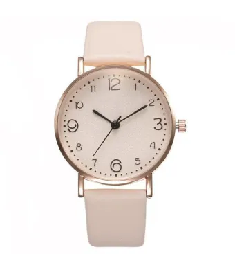 Ceas de Dama, Model Reloj, Piele, Alb/Auriu Engros (alb, auriu)
