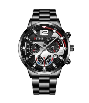 Ceas Luminous Link, Barbati, Cronograf, Stainless-steel, Negru-Argintiu Engros (argintiu, negru)
