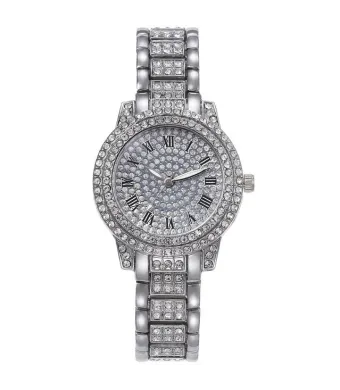 Ceas Luxury Crystal pentru Femei, Stainless-Steel, Argintiu Engros (Argintiu)