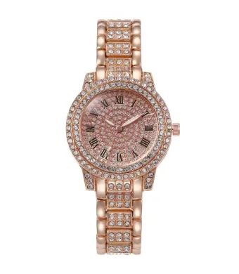 Ceas Luxury Crystal pentru Femei, Stainless-Steel, Rose-Gold Engros (ROZ)