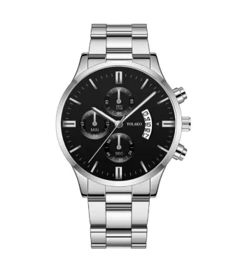Ceas Luxury Link, Cronograf, Barbati, Stainless-steel, Argintiu-Negru Engros (argintiu, negru)