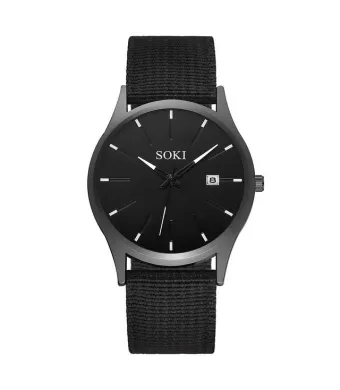 Ceas Soki, Sport, Barbati, Textil, Subtire, Negru Engros (NEGRU)