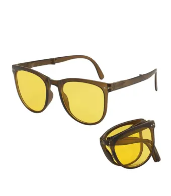 Ochelari de Soare Pliabili, Fold Vision, Protectie UV400, Lentila ovala, Maro-Galben Engros (galben, maro)