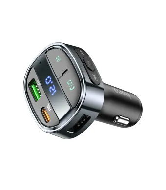 Adaptor Modulator FM, Incarcare cu 2 porturi, Hoco E70, 1 x USB + 1 x type-C Negru Engros (NEGRU)