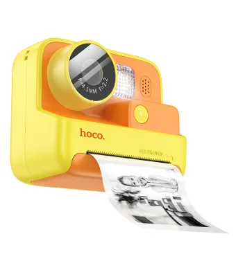 Camera Foto cu Imprimanta, pentru Copii, Hoco DV200, Memorie 32GB, Baterie 800mAh, Portocaliu si Galben Engros (galben, portocaliu)