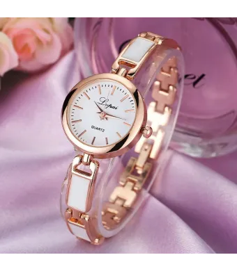 Ceas Divine Lupai, Ultra Subtire, pentru Femei, Mecanism Quartz, Analog, Curea metalica, Alb si Rose-Gold Engros (alb, roz)