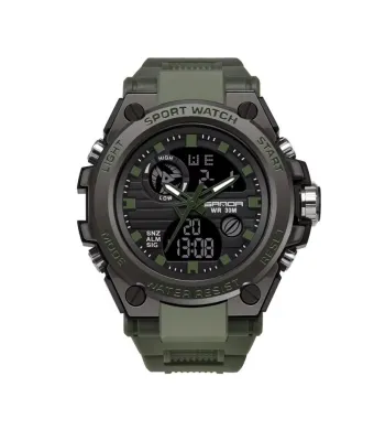 Ceas Thunder Sport, pentru Barbati, Afisare Digitala Data si Ora, Aspect robust, Curea din Silicon, Khaki Engros (khaki)