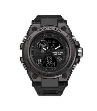 Ceas Thunder Sport, pentru Barbati, Afisare Digitala Data si Ora, Aspect robust, Curea din Silicon, Negru Engros (NEGRU)