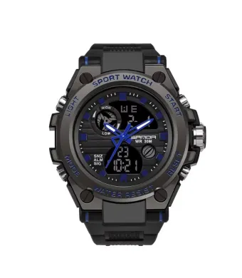 Ceas Thunder Sport, pentru Barbati, Afisare Digitala Data si Ora, Aspect robust, Curea din Silicon, Negru-Albastru Engros (albastru, negru)