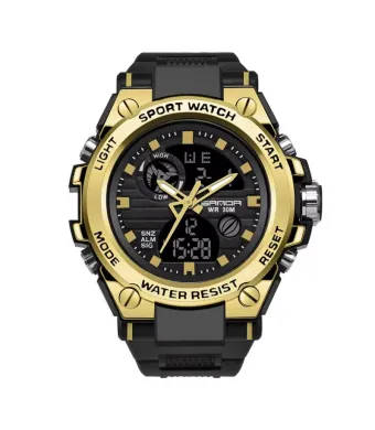 Ceas Thunder Sport, pentru Barbati, Afisare Digitala Data si Ora, Aspect robust, Curea din Silicon, Negru-Auriu Engros (auriu, negru)
