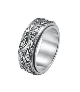 Inel Mystic Eye, Model cu Ochi, Stainless-steel, Design Fashion, Argintiu - Marime 9 (64.6mm) Engros
