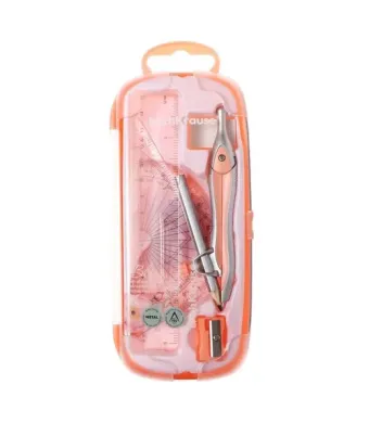 Trusa de geometrie Yalong Pastel 8 piese – set colorat si complet pentru scoala si desen tehnic, En-gros
