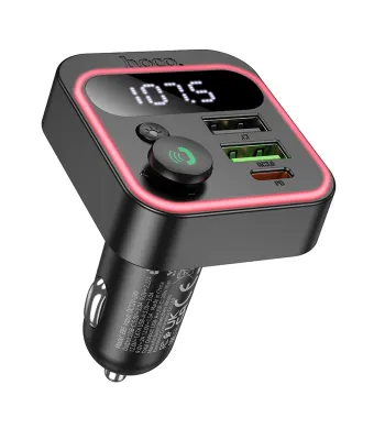 Adaptor Modulator FM, Hoco E85, Lumini Ambientale, 2x USB si 1x Type-C, Putere 38W, Negru Engros (NEGRU)