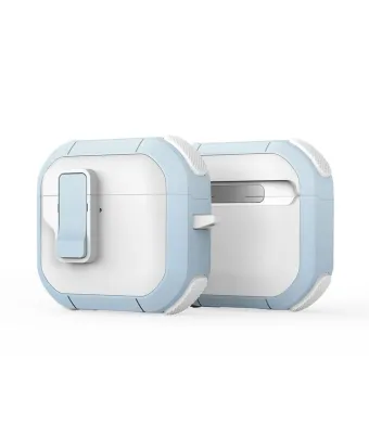 Husa de protectie pentru AirPods 4, TPU+PC, Alb/Bleu Engros (alb, Bleu)