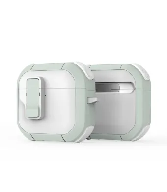 Husa de protectie pentru AirPods 4, TPU+PC, Alb/Verde Engros (alb, verde)