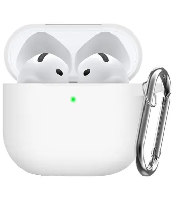Husa Antisoc pentru AirPods 4, Agatatoare carabina, din Silicon, Alb Engros (Alb)