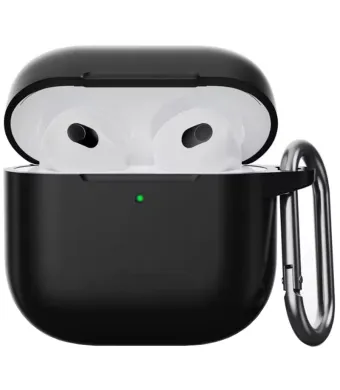 Husa Antisoc pentru AirPods 4, Agatatoare carabina, din Silicon, Negru Engros (NEGRU)