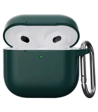 Husa Antisoc pentru AirPods 4, Agatatoare carabina, din Silicon, Verde inchis Engros (Verde)