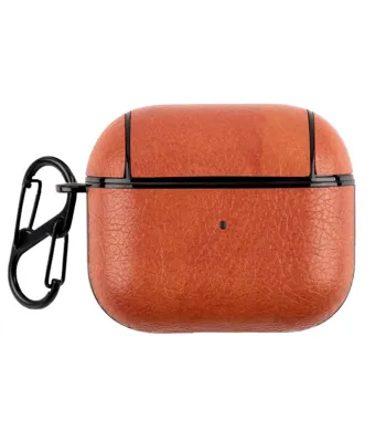 Husa Elite, Compatibil cu Airpods 3, Aspect select, Protectie antisoc, Leather look, Maro Engros (Maro)
