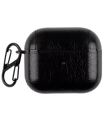 Husa Elite, Compatibil cu Airpods 3, Aspect select, Protectie antisoc, Leather look, Negru Engros (NEGRU)