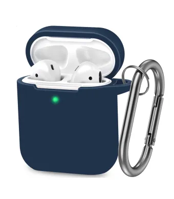 Husa pentru casti Apple AirPods 1/2, Silicon, Antisoc, Bleumarin Engros (Bleumarin)