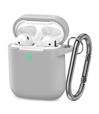 Husa pentru casti Apple AirPods 1/2, Silicon, Antisoc, Gri Engros (Gri)