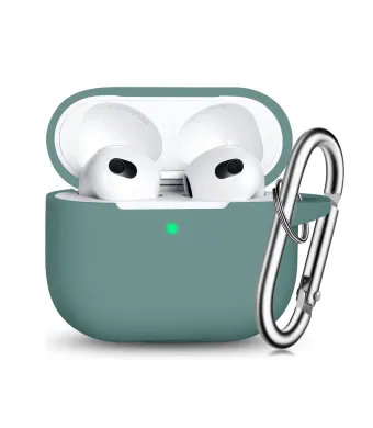 Husa pentru casti Apple AirPods 3, Silicon, Antisoc, Verde Engros (Verde)