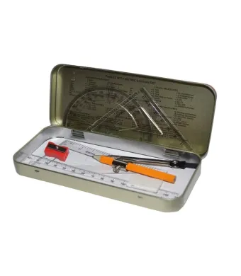 Trusa de geometrie Marshal metalica 8 piese – set complet pentru scoala si desen tehnic, En-gros