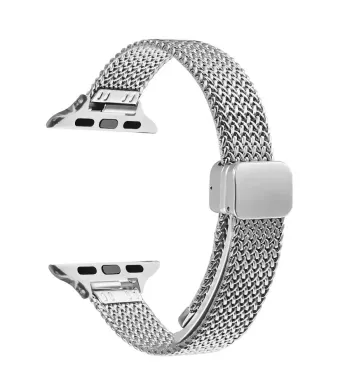 Curea Milanese Luxury pentru Apple Watch, Tesatura metalica, Magnetica, Argintiu - 38/40/41 mm Engros (38/40/41 mm, Argintiu)