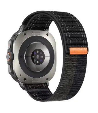 Curea Wave cu Arici pentru Apple Watch, Sport, Marime reglabila, Nylon elastic, Negru - 44/45/46/49 mm Engros (44/45/46/49 mm, NEGRU)