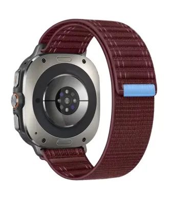 Curea Wave cu Arici pentru Apple Watch, Sport, Marime reglabila, Nylon elastic, Visiniu - 44/45/46/49 mm Engros (44/45/46/49 mm, Visiniu)