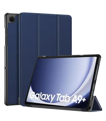 Husa Protectie antisoc pentru Samsung Galaxy Tab A9 Plus, Leather look, Pliabila, Bleumarin Engros (Bleumarin)