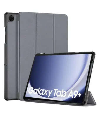 Husa Protectie antisoc pentru Samsung Galaxy Tab A9 Plus, Leather look, Pliabila, Gri Engros (Gri)
