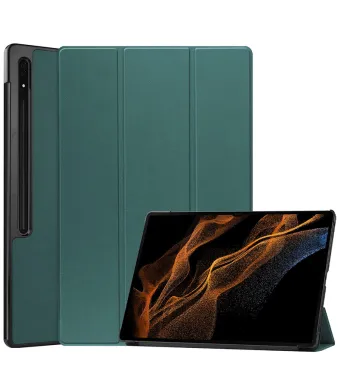 Husa Protectie cu Slot pentru Pix pentru Samsung Galaxy Tab S9 Plus/S9FE Plus/S10 Plus, Leather look, Pliabila, Verde Engros (Verde)
